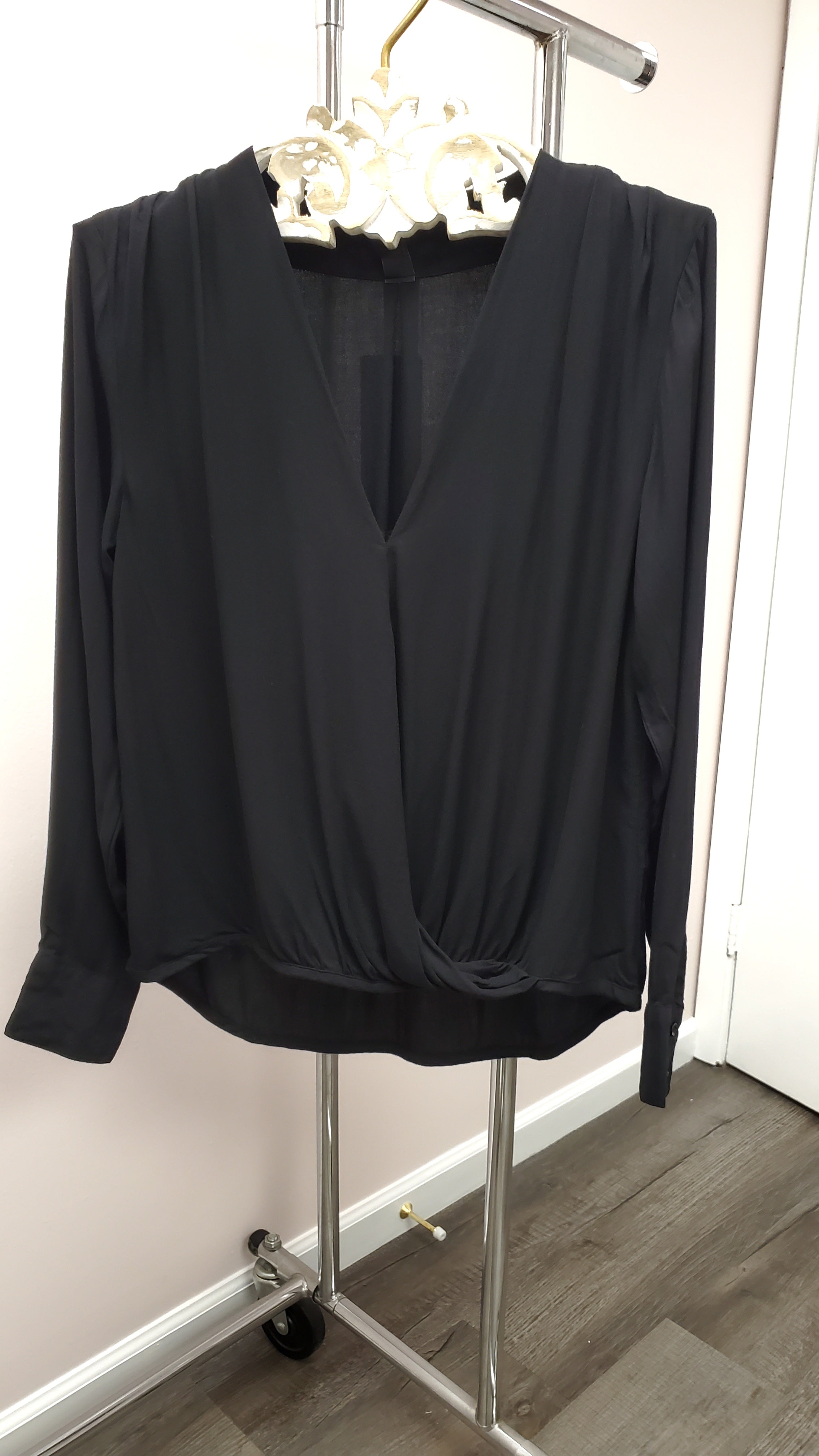 Pleated Surplice Cross Over Blouse