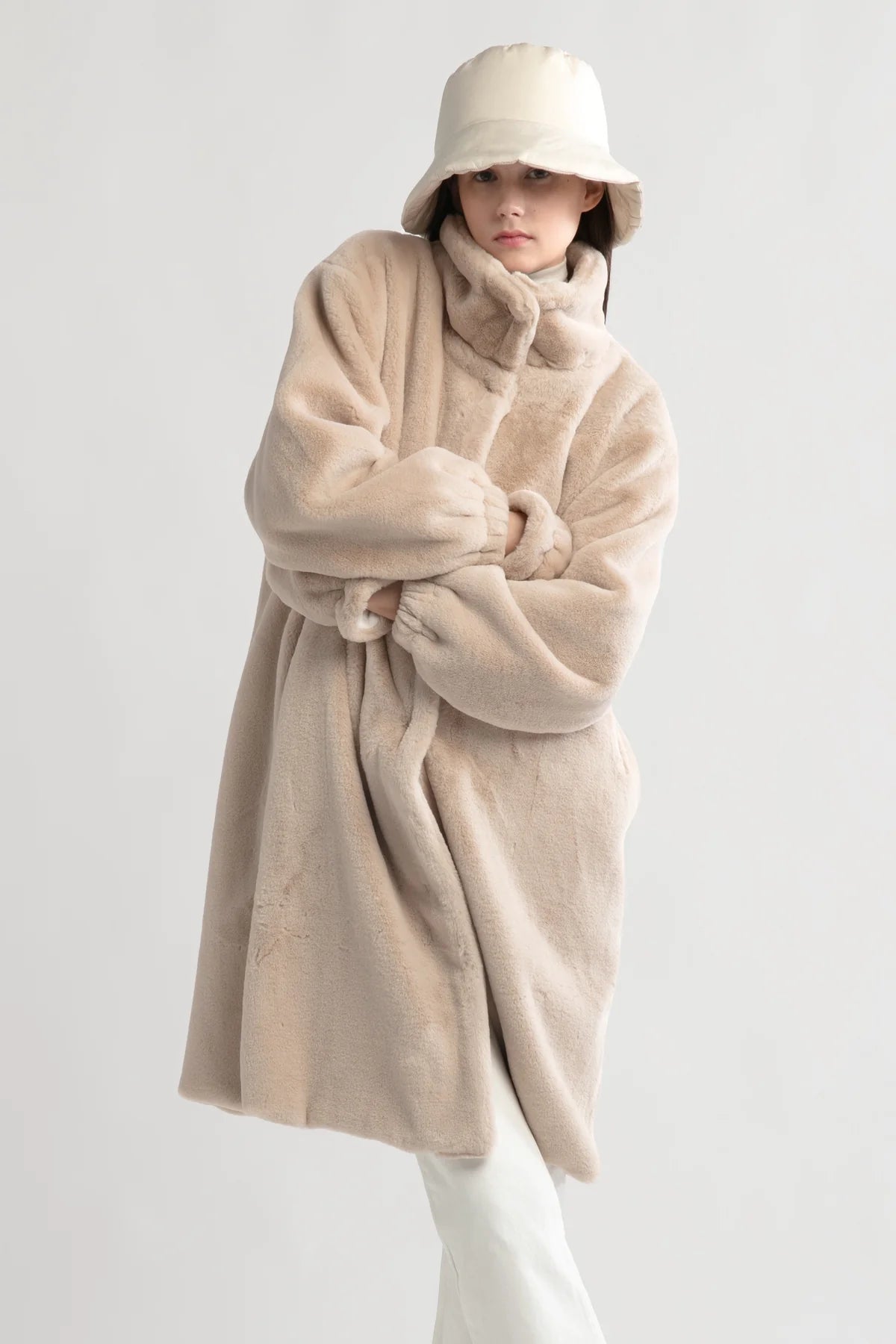 Shearling Stand Up Collar Coat