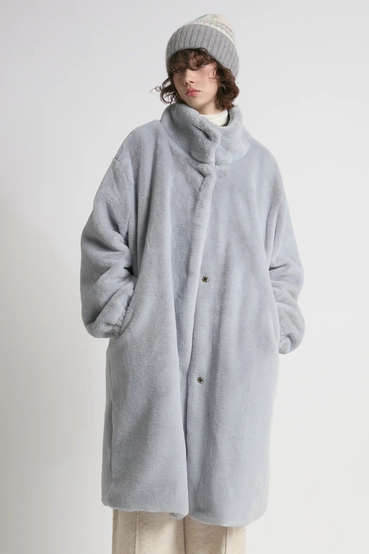 Shearling Stand Up Collar Coat
