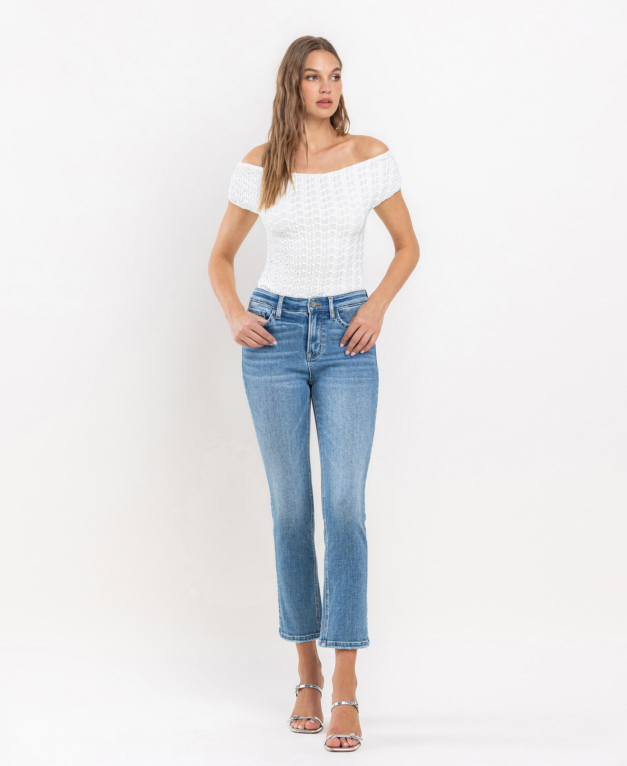 High Rise Crop Slim Straight Jean
