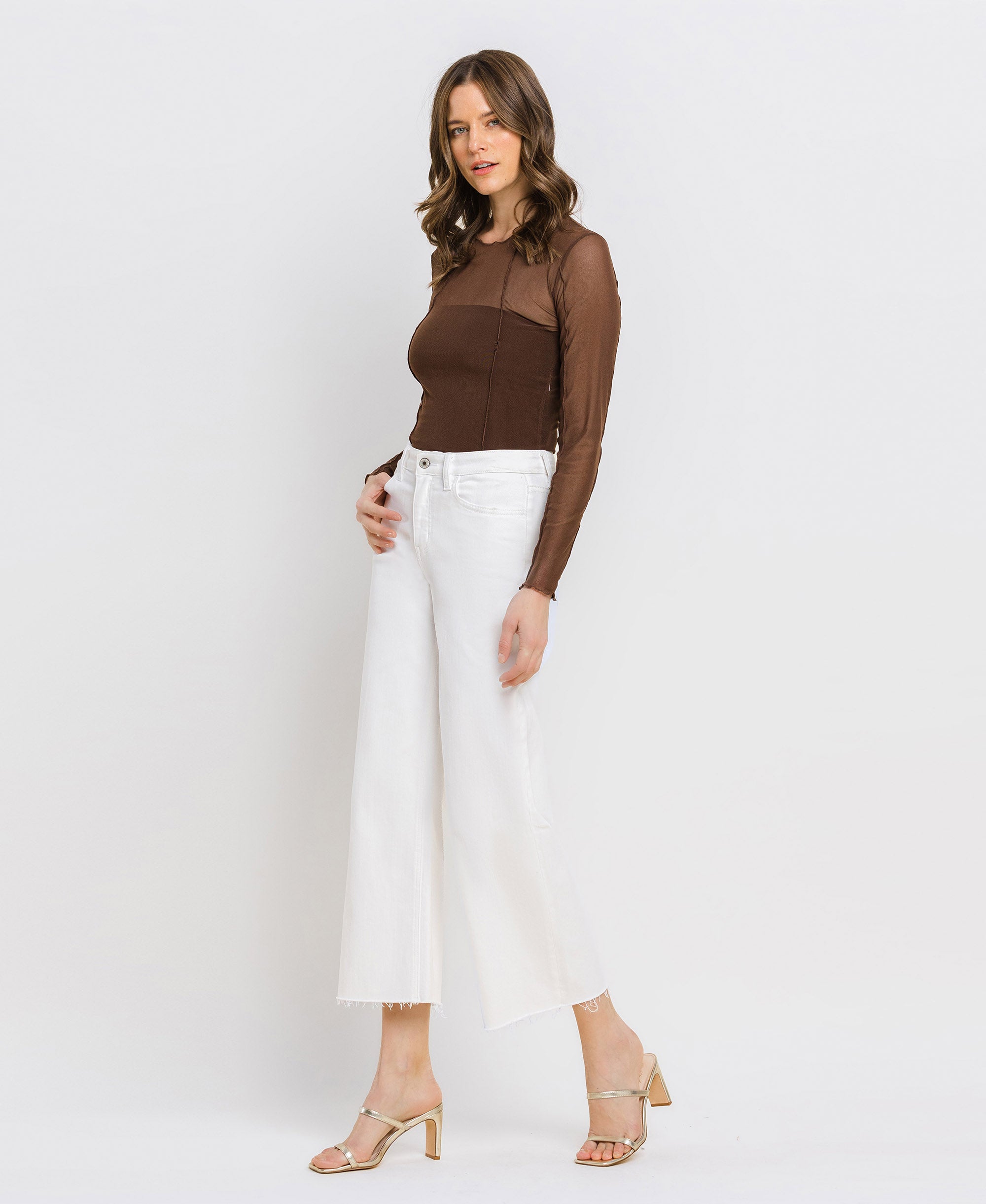 High Rise Cropped Wide Leg Jean