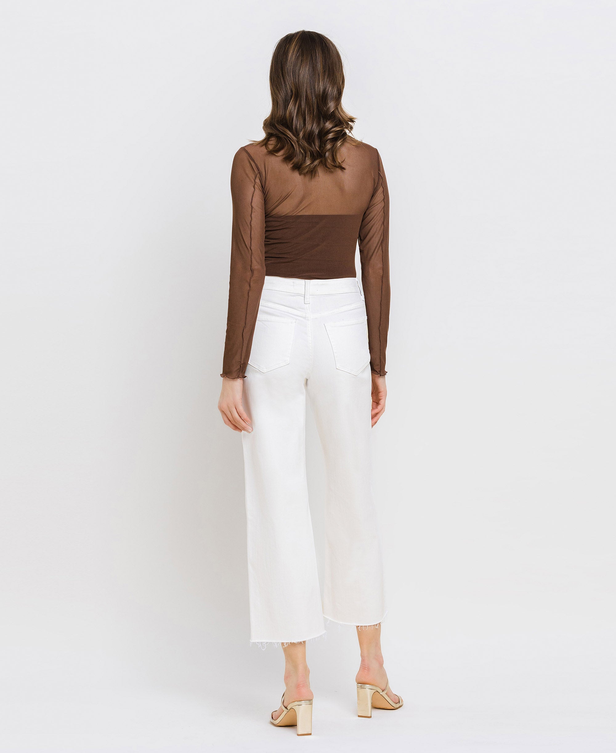 High Rise Cropped Wide Leg Jean