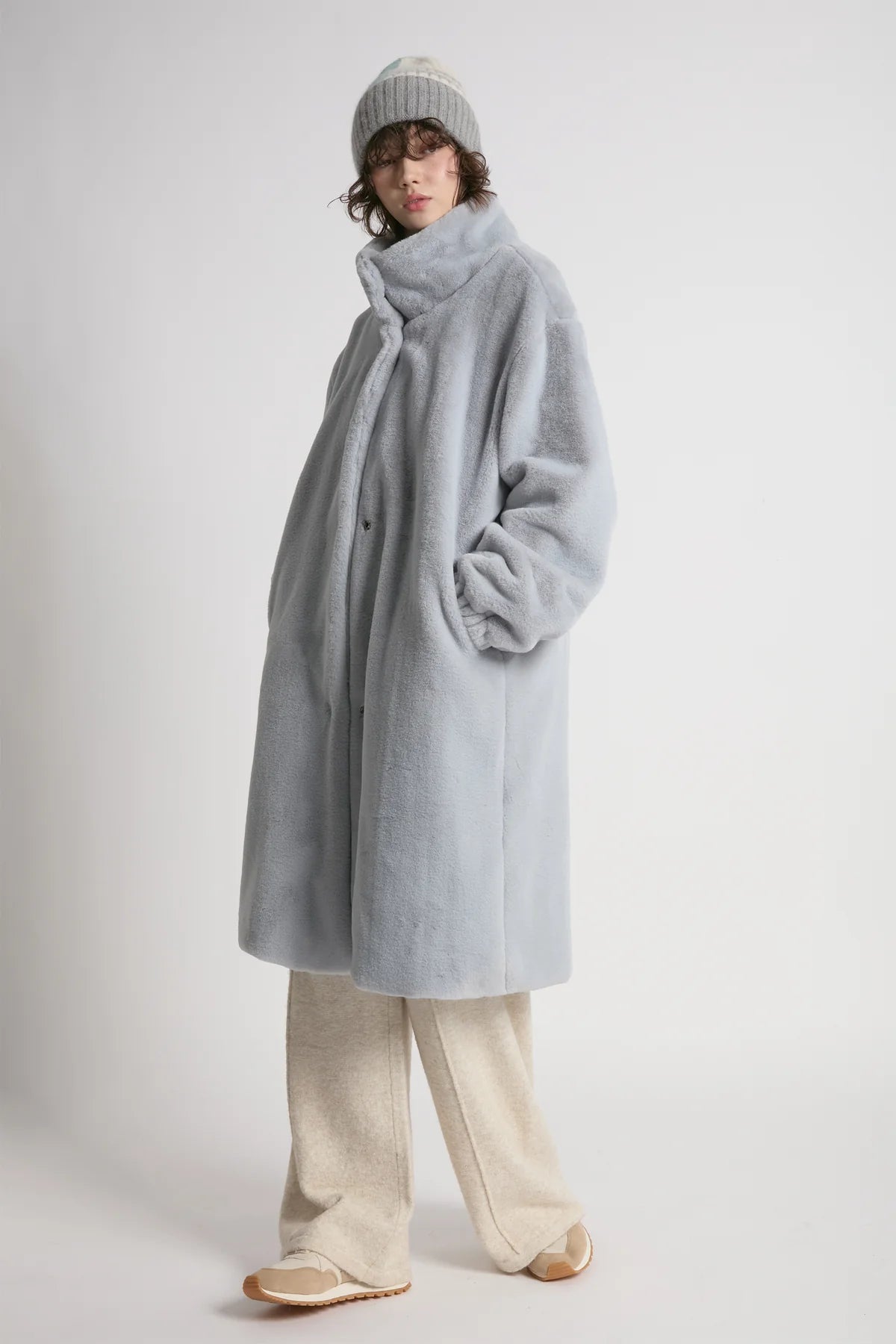 Shearling Stand Up Collar Coat