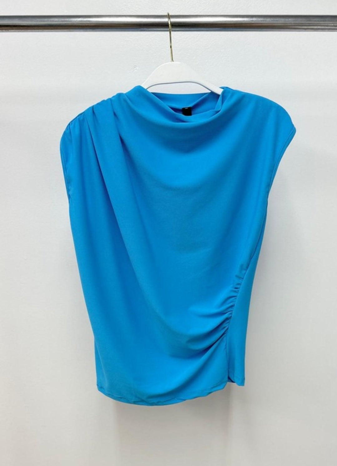 Cerulean Blue Cowl Neck Top