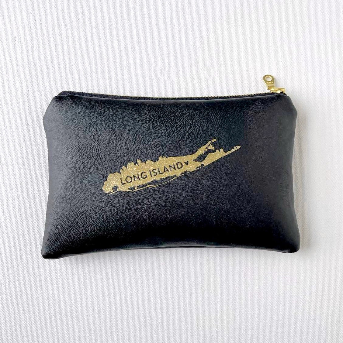 Long Island Map Eco Leather Cosmetic Bag